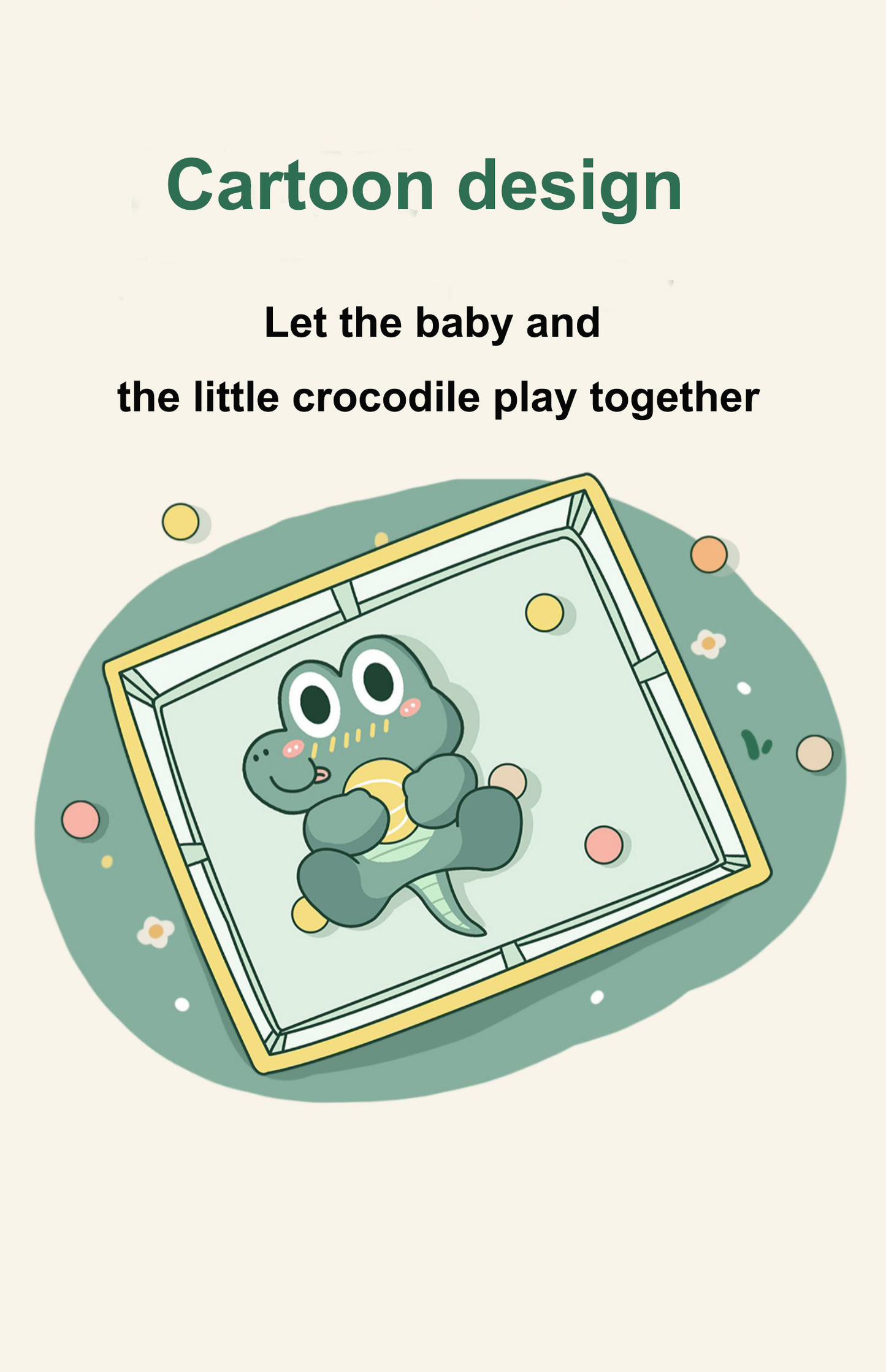 Детска ограда за игра с килимче – Крокодилче - 180×150 см