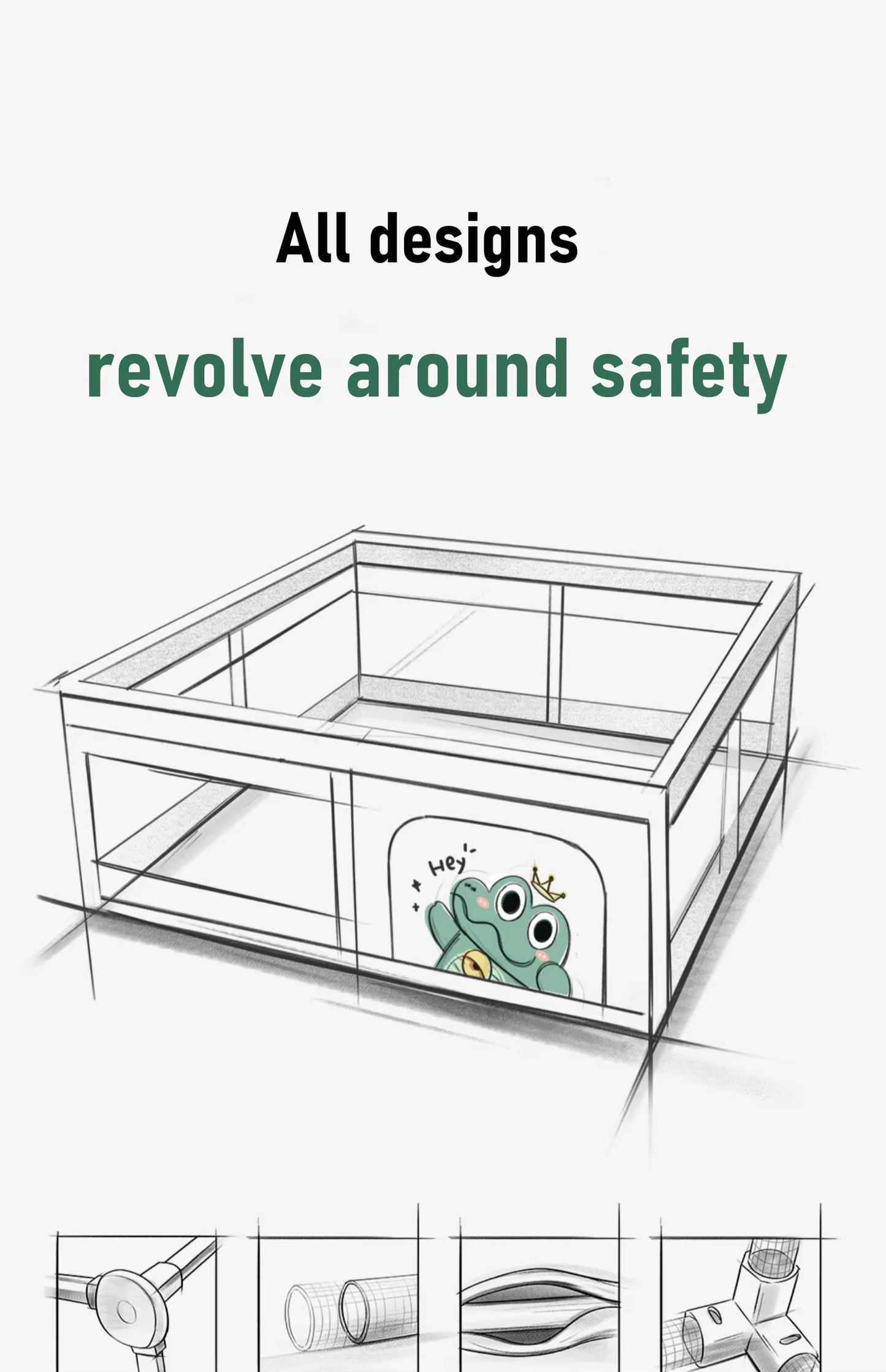 Детска ограда за игра с килимче – Крокодилче - 180×150 см