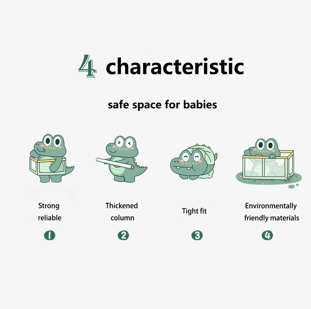 Детска ограда за игра с килимче – Крокодилче - 180×150 см