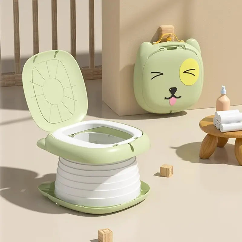 Сгъваемо преносимо детско гърне Кими - зелен цвят