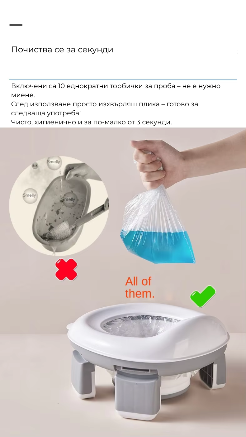 Мобилно детско гърне 2в1 – за дома и път - бял цвят