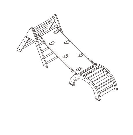 3-в-1 Пиклер триъгълник с дъска и дъга – дървена катерушка за игра и развити