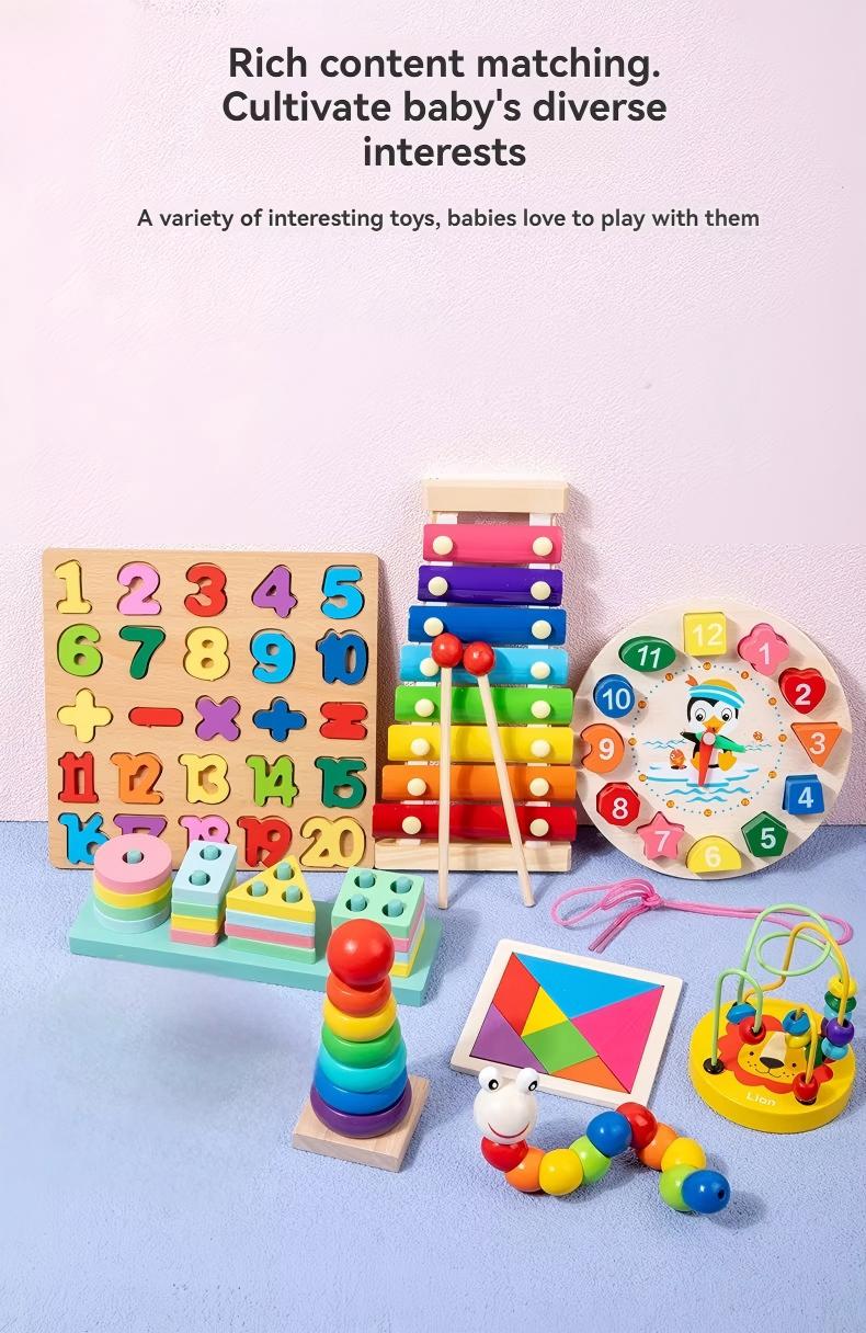 Монтесори - образователен дървен комплект от 8 части Dili