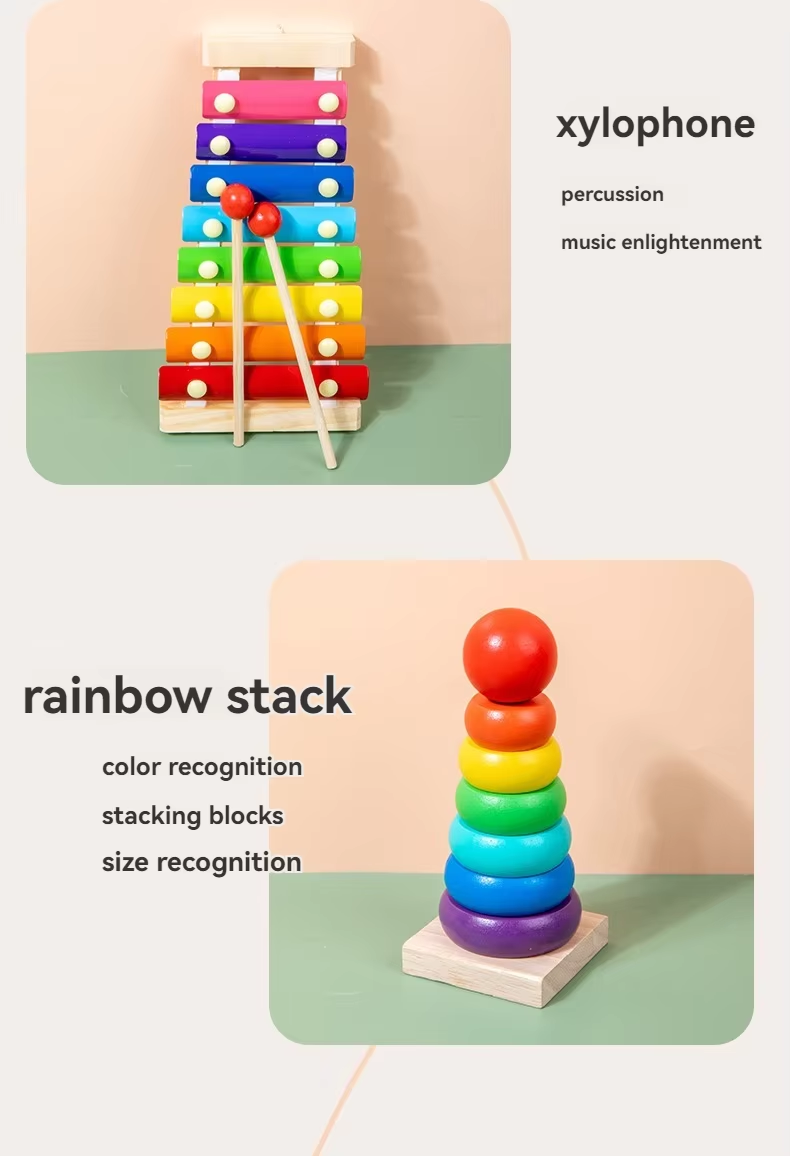 Монтесори - образователен дървен комплект от 8 части Dili