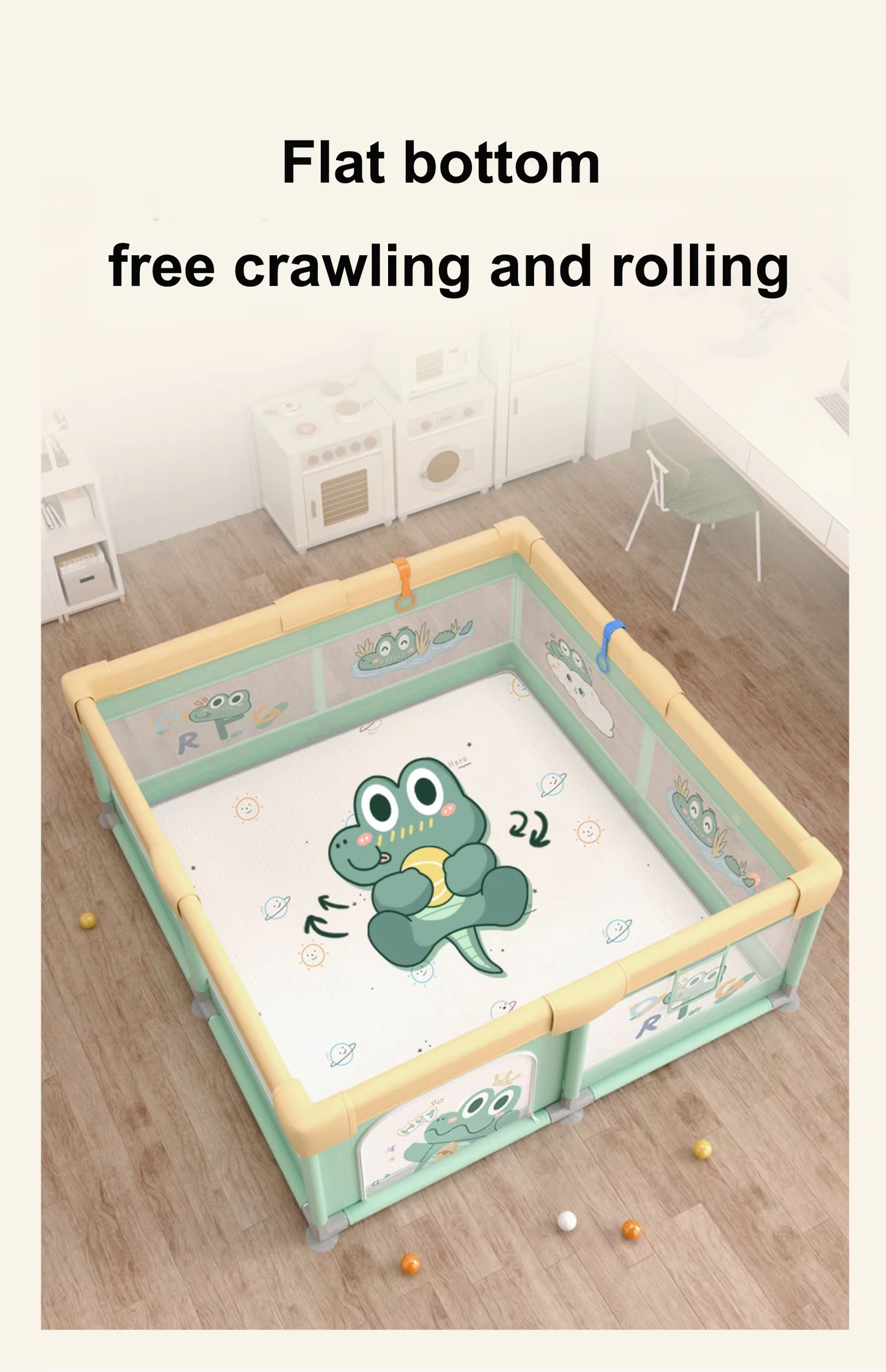 Детска ограда за игра с килимче – Крокодилче - 180×150 см