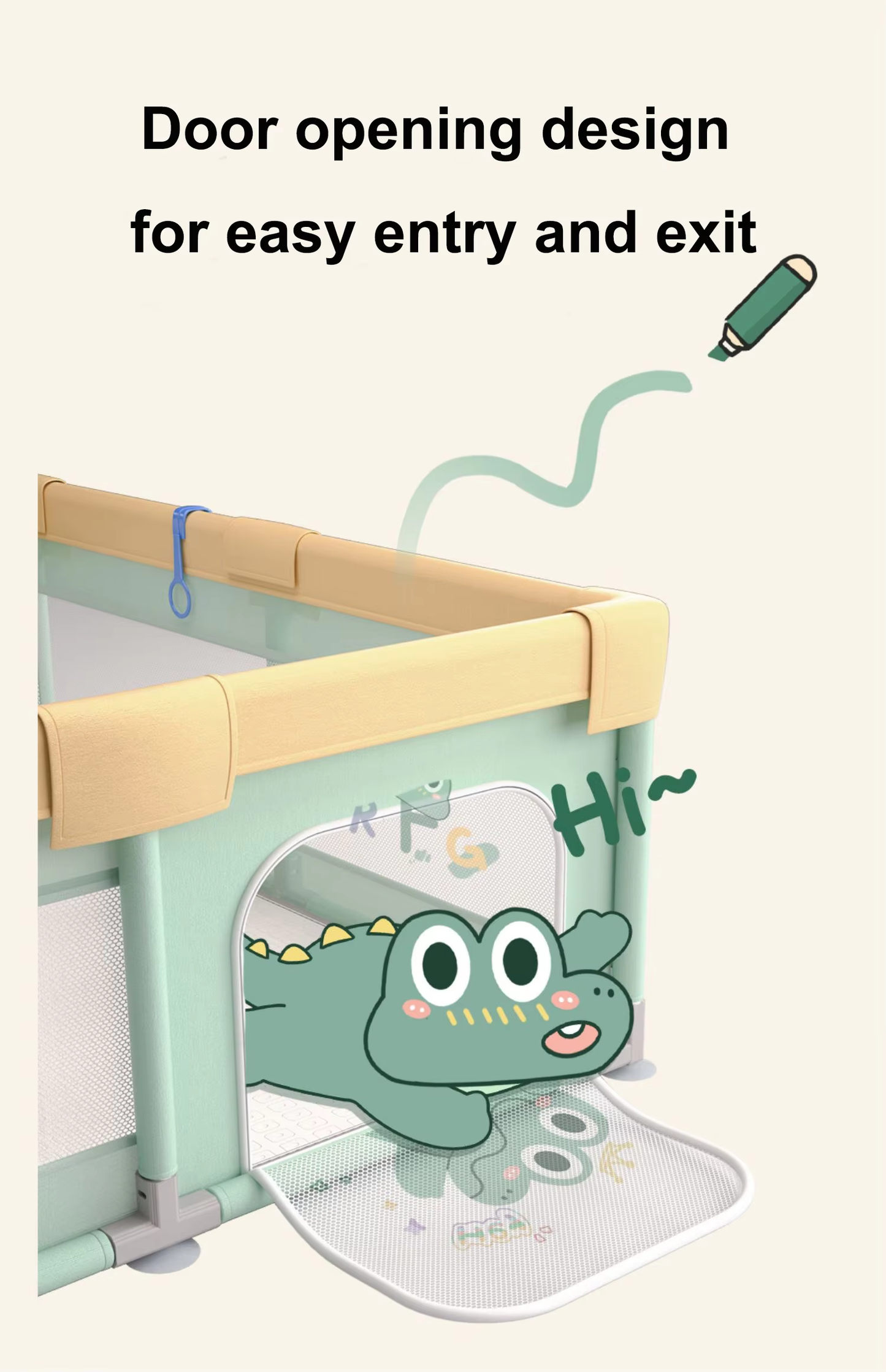 Детска ограда за игра с килимче – Крокодилче - 180×150 см