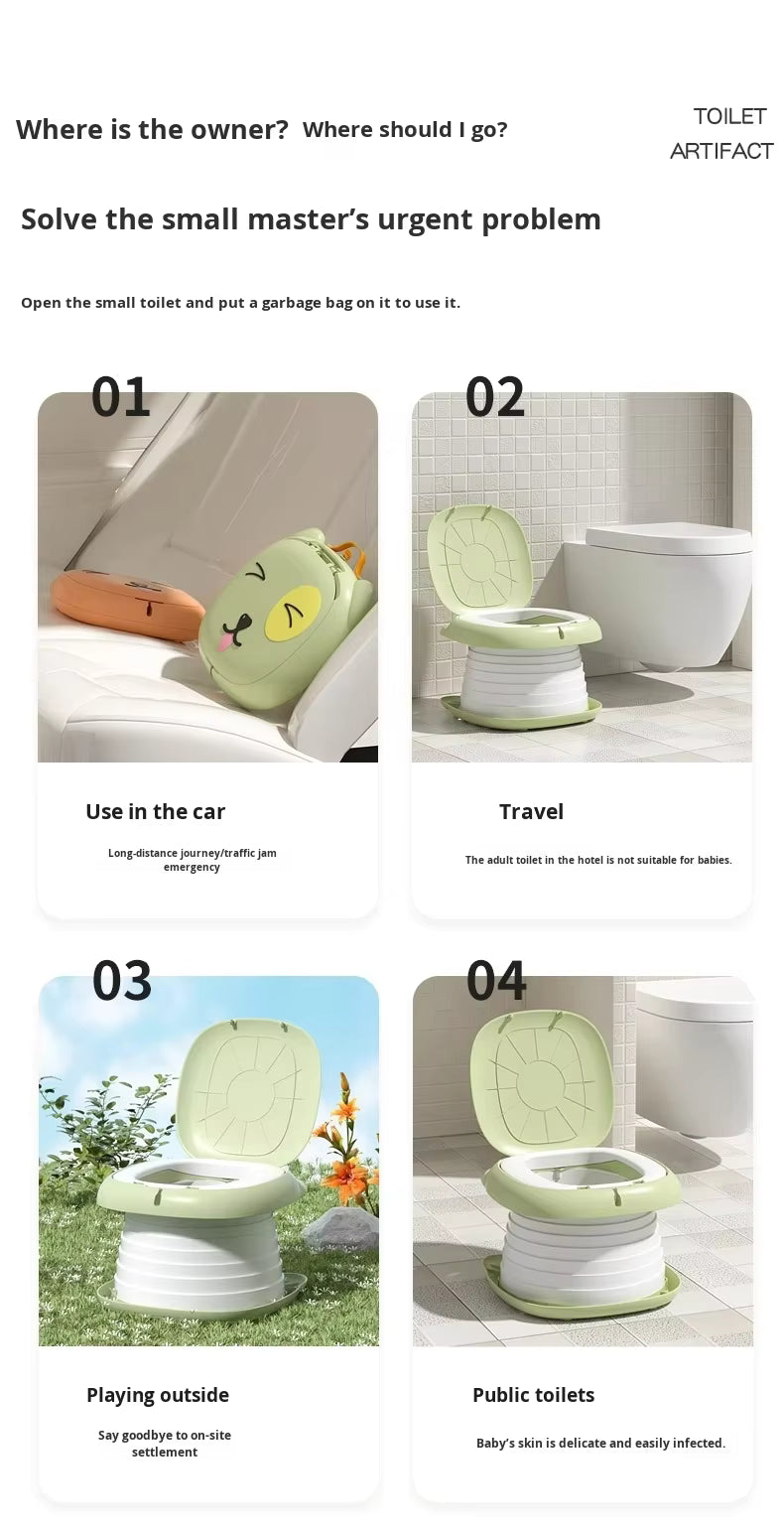 Сгъваемо преносимо детско гърне Кими - зелен цвят