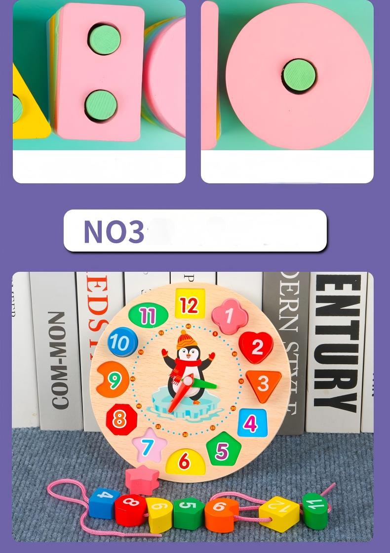 Монтесори - образователен дървен комплект от 8 части Dili