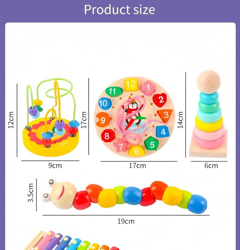Монтесори - образователен дървен комплект от 8 части Dili