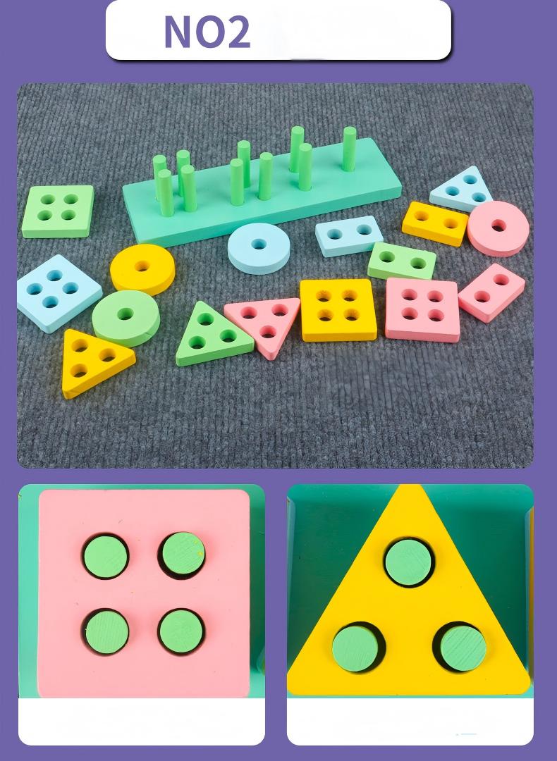 Монтесори - образователен дървен комплект от 8 части Dili