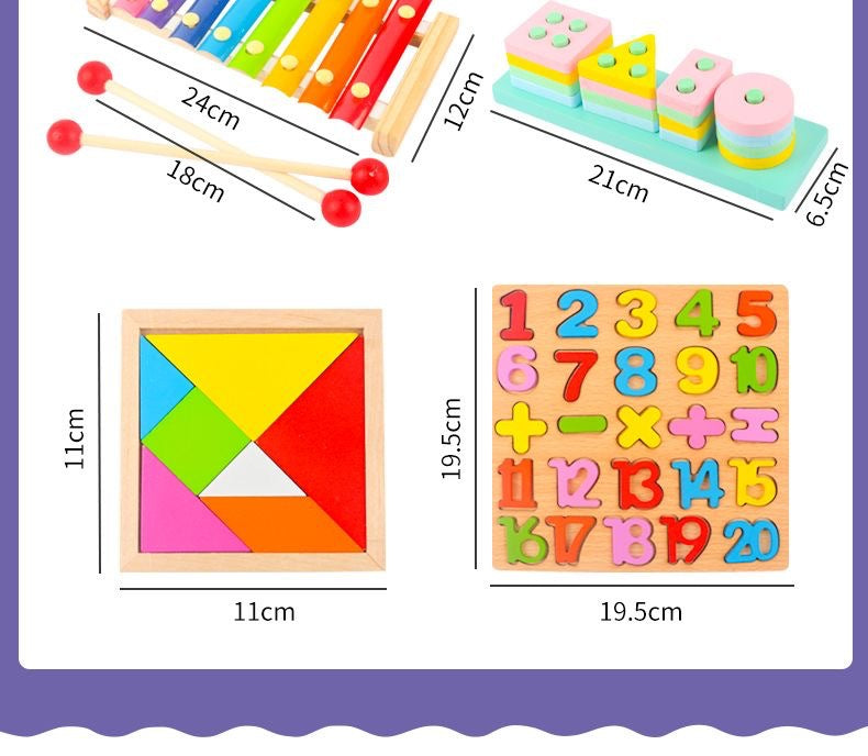 Монтесори - образователен дървен комплект от 8 части Dili