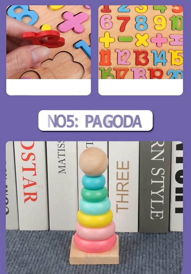 Монтесори - образователен дървен комплект от 8 части Dili