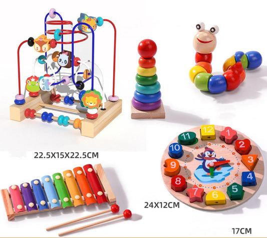 Монтесори дървен комплект Боби „5 в 1“ – музика, движение и учене чрез игра